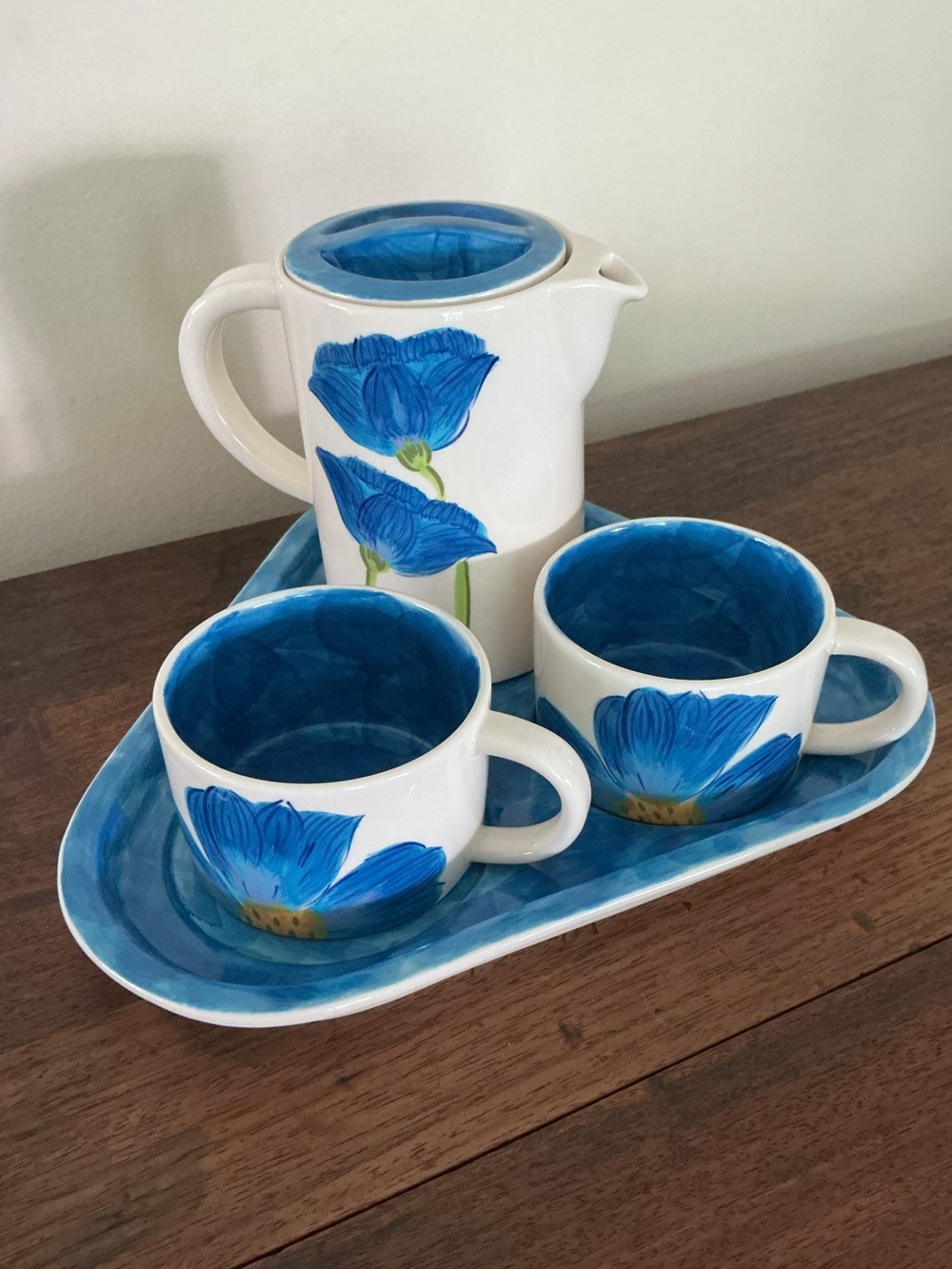 Hues n’ Brews Blue Poppy Tea Coffee Set Herman Dodge & Sons